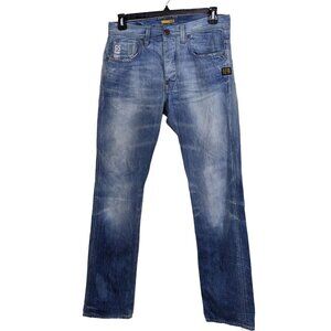 G-STAR RAW DENIM ATTAC STRAIGHT Mens 31 Blue Jeans Button Fly Pants
